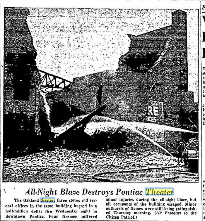 Oakland Theatre - October 1960 Destroyed By Fire